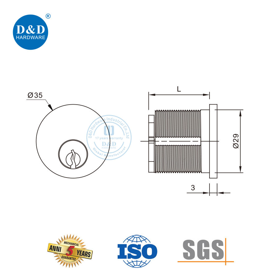 Brass Mortise Cylinder